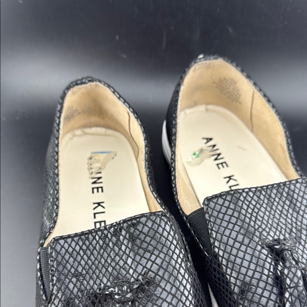 Anne Klein  Black Textured Loafers - Picture 2 of 4